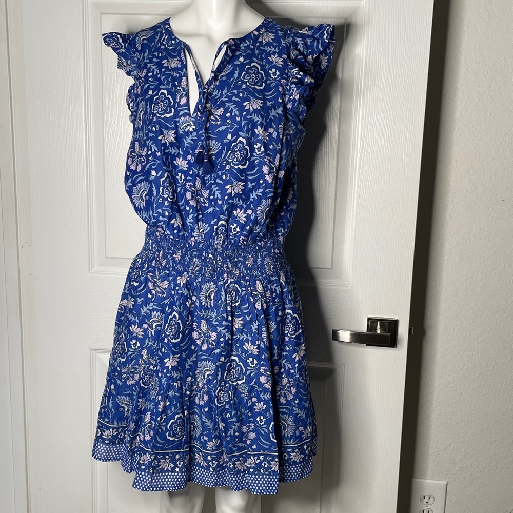 Vineyard Vines Floral 100% Cotton Tank Mini Dress Tie Front